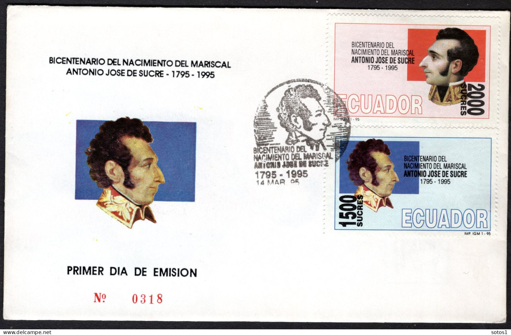 ECUADOR Mi. 2287/2288 FDC 1995 -318 - Equateur