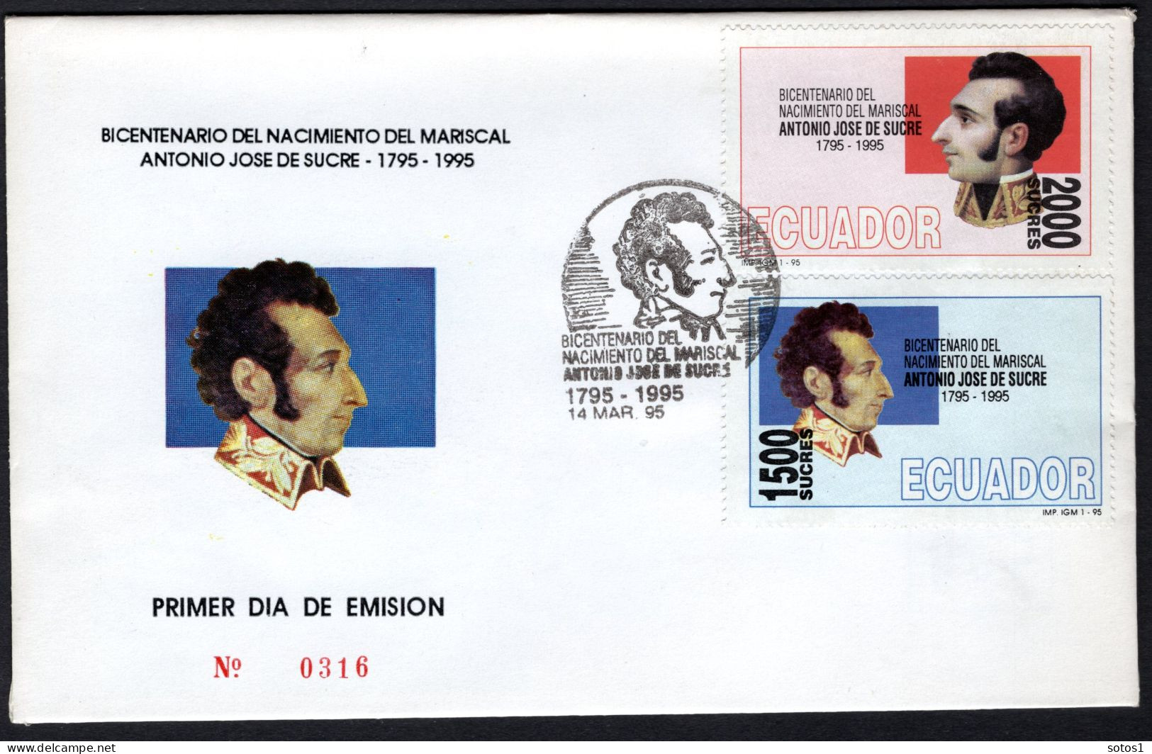 ECUADOR Mi. 2287/2288 FDC 1995 -316 - Equateur