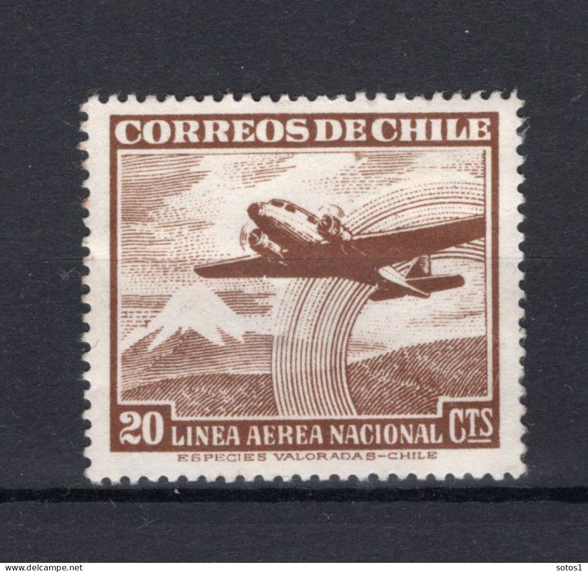 CHILI Yt. PA140 (*) Zonder Gom Luchtpost 1951 - Chili