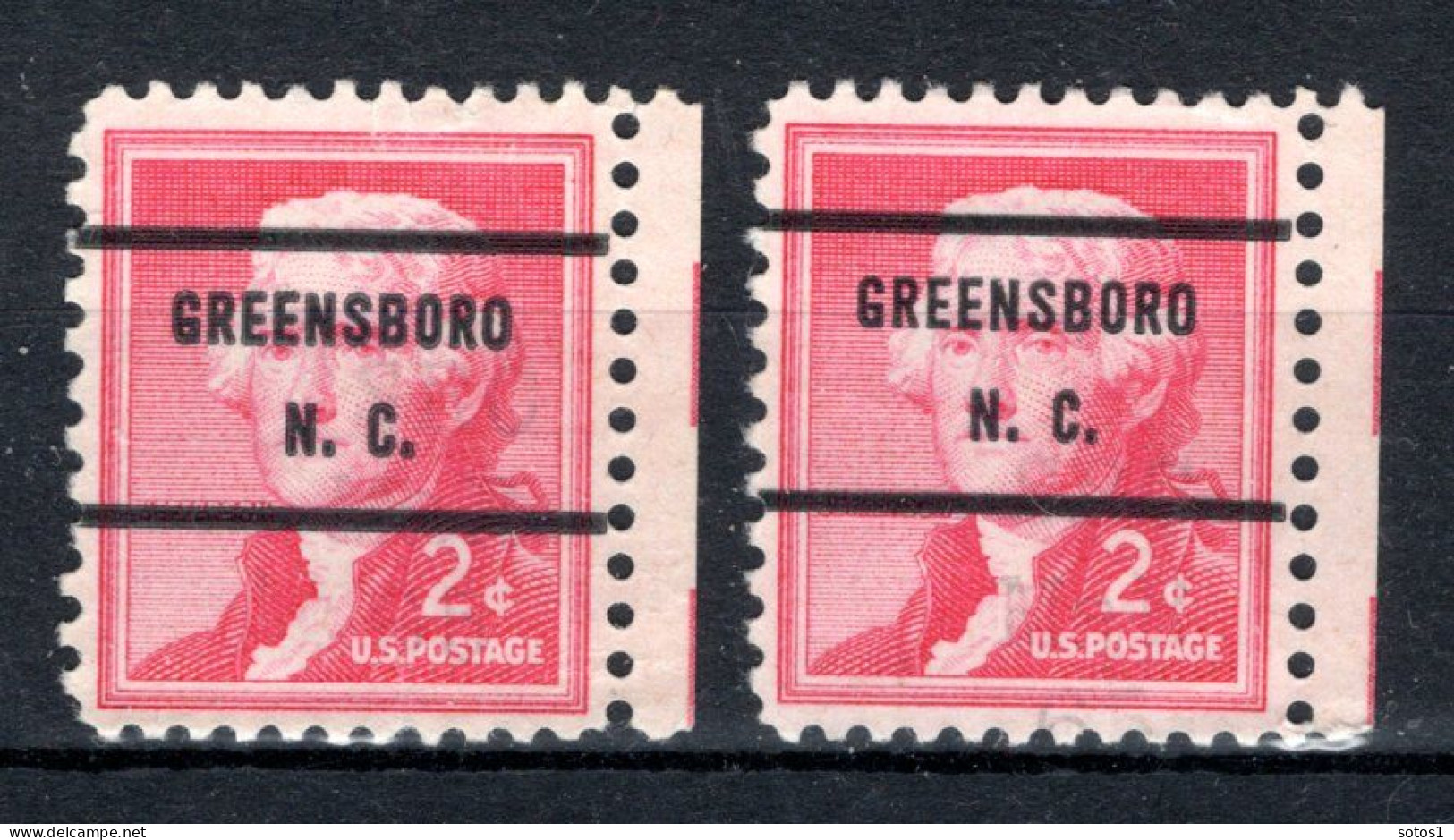 UNITED STATES Yt. 588 (*) Precancelled Greensboro N.C. 2 St. - Precancels