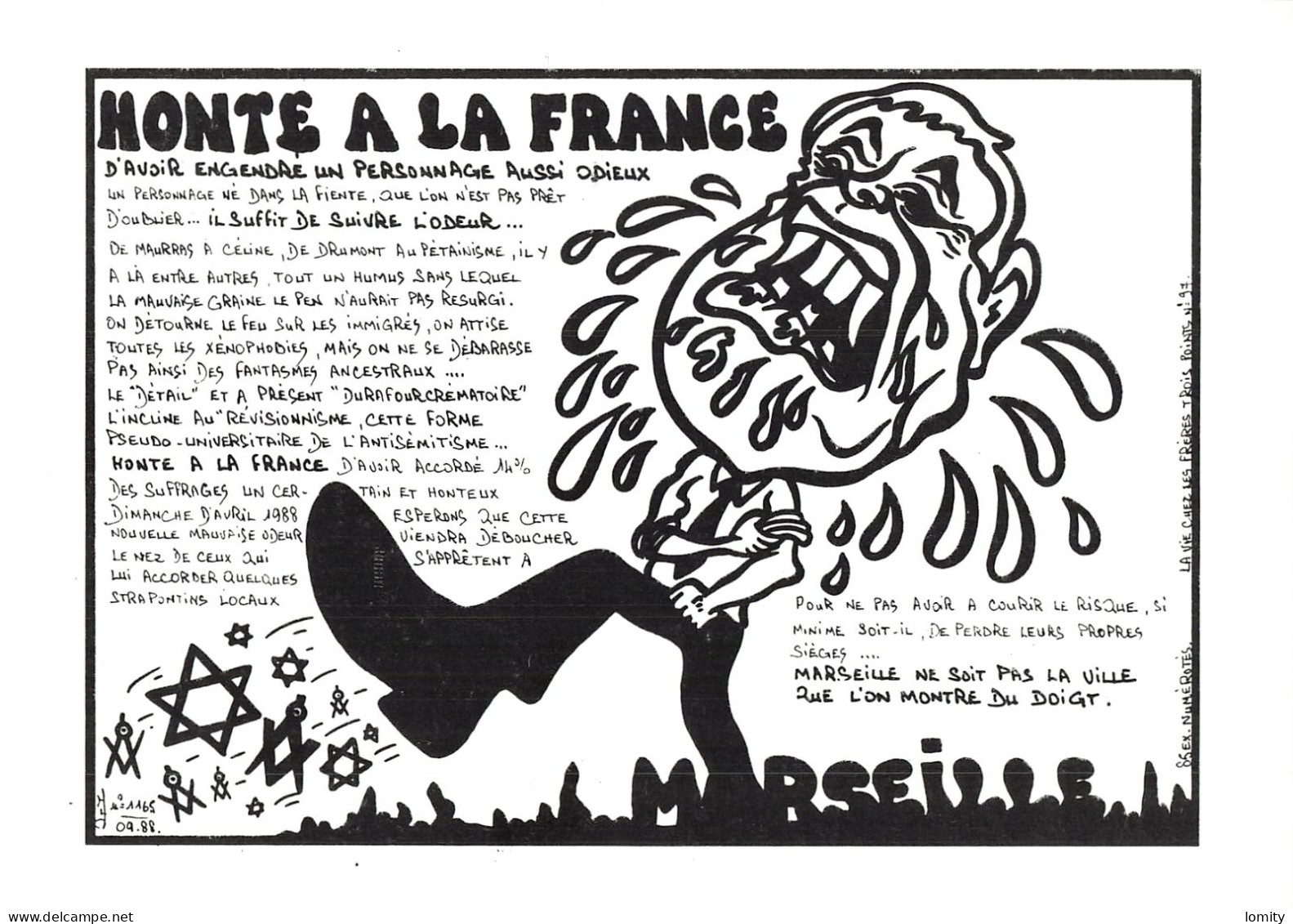 Lardie Honte à La France Jean-Marie  Le Pen Avril 1988 élections Présidentielles Illustration Illustrateur - Lardie