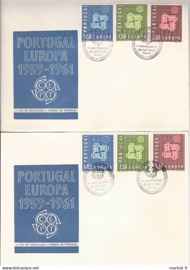 2 PORTUGAL EUROPA CEPT 1961 FDC ERSTTAG 1 ER JOUR LISBOA LISBONNES PORTO - 1961