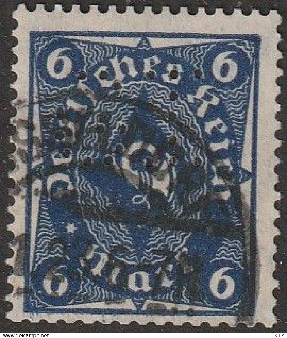 Deut. Reich: 1922, Mi. Nr. 228, Freimarke: 6 Pfg. Posthorn, Mit Perfin / Lochung.   Gestpl./used - Used Stamps