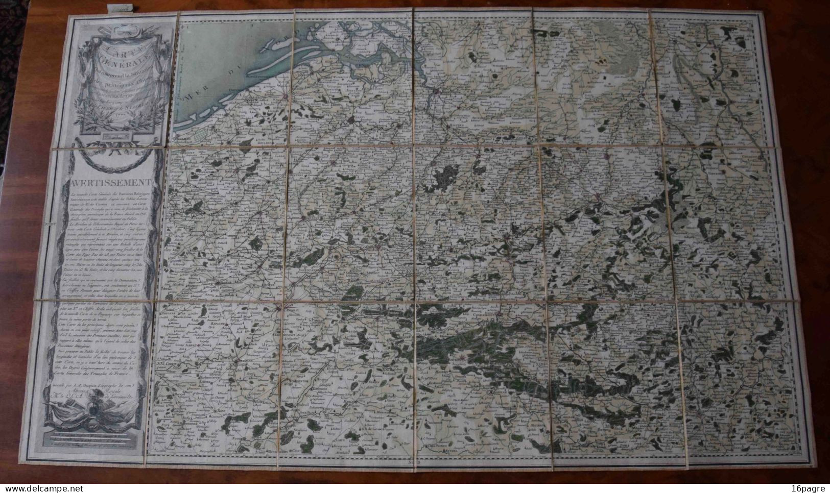 TRÈS RARE CARTE ENTOILÉE PROVINCES AUTRICHIENNES DES PAYS-BAS. 1777. HOLLANDE, LIÈGE, STAVELOT, BELGIQUE - Geographical Maps