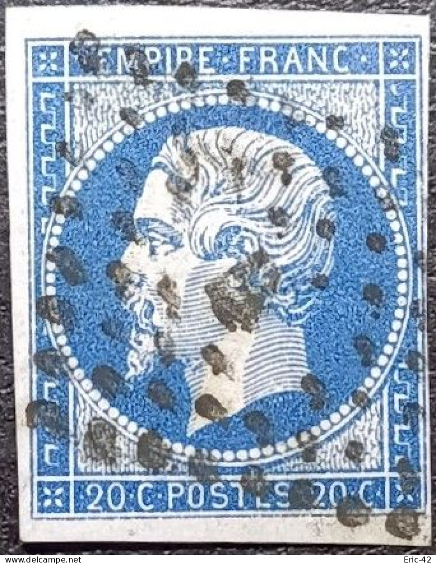 FRANCE Y&T N°14Aa Napoléon 20c Bleu Foncé. Oblitéré Losange Bureaux De Paris Lettre B - 1853-1860 Napoléon III