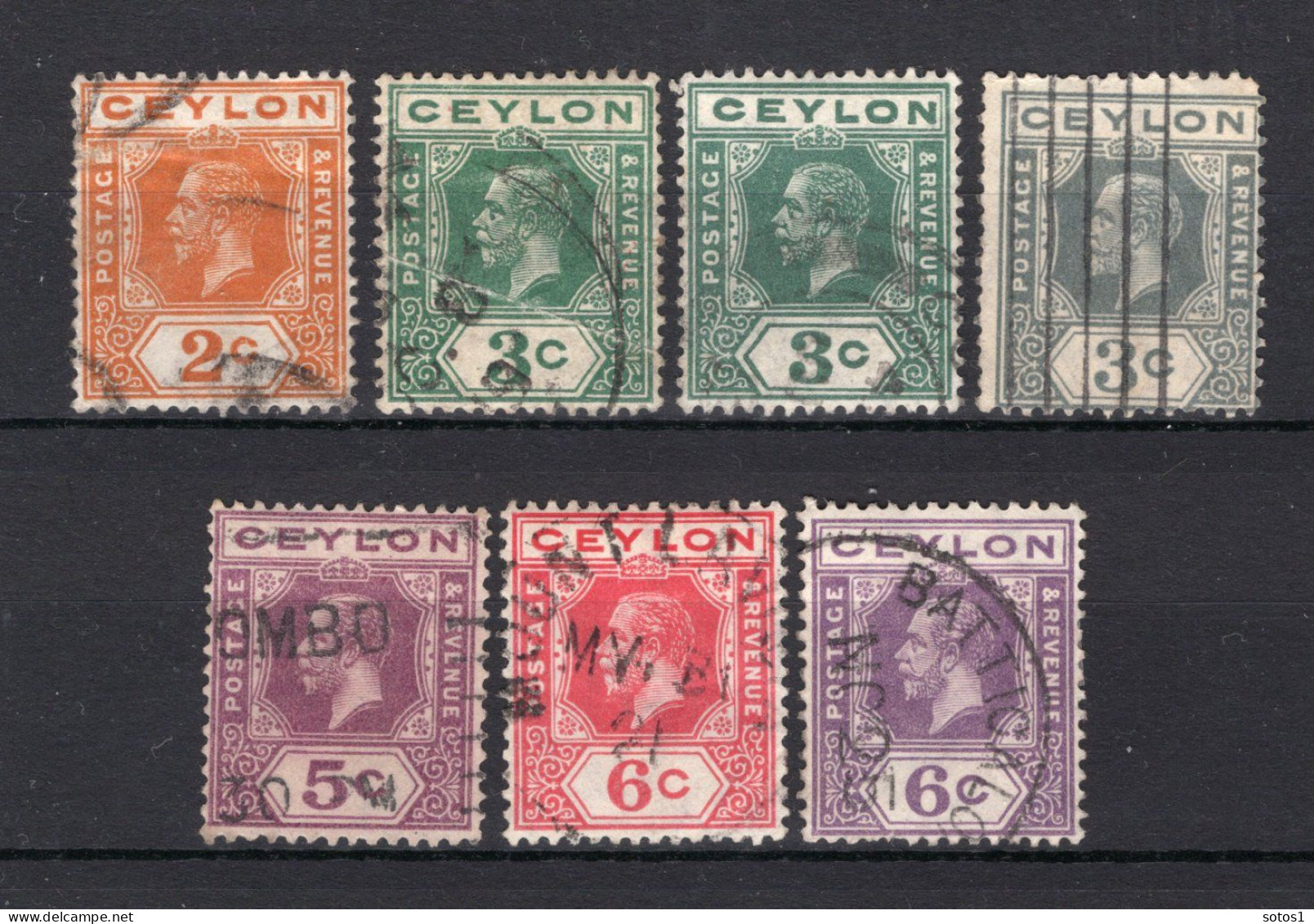 CEYLON Yt. 203A/208° Gestempeld 1921-1928 - Ceylan (...-1947)