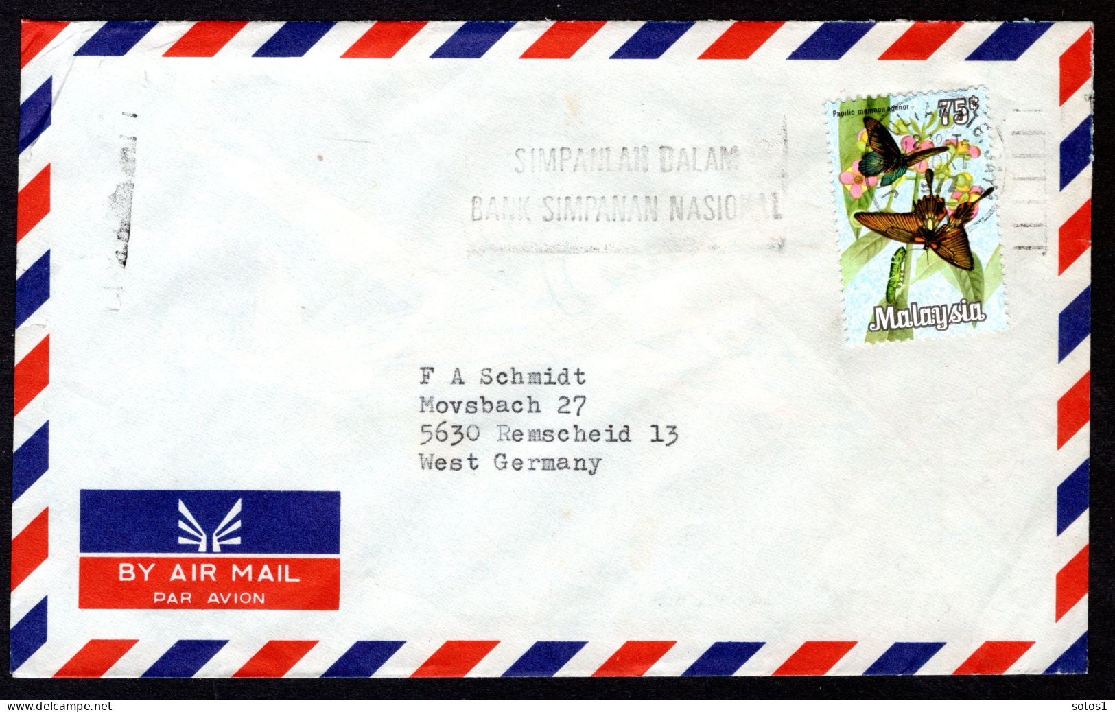 MALAYSIA Yt. 71 Brief Air Mail 1970 - Maleisië (1964-...)
