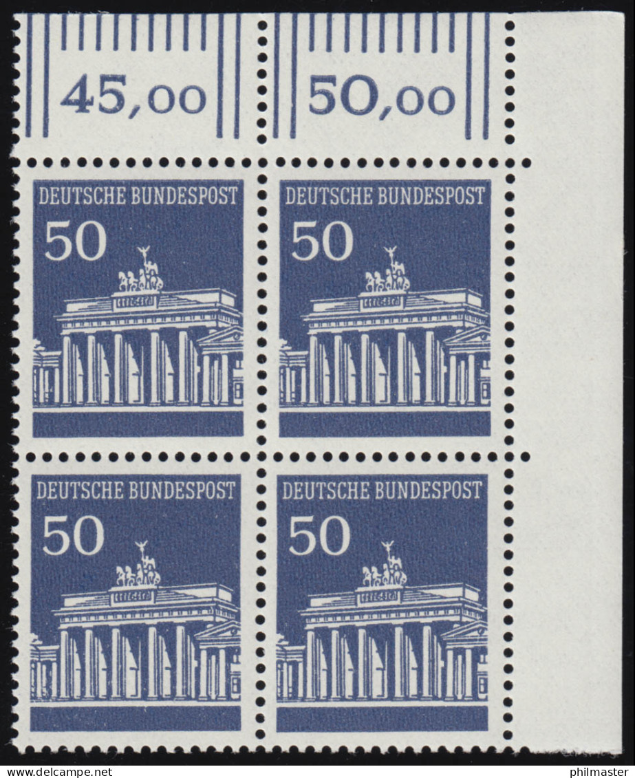 509 Brandenb. Tor 50 Pf Eck-Vbl. Or ** Postfrisch - Unused Stamps