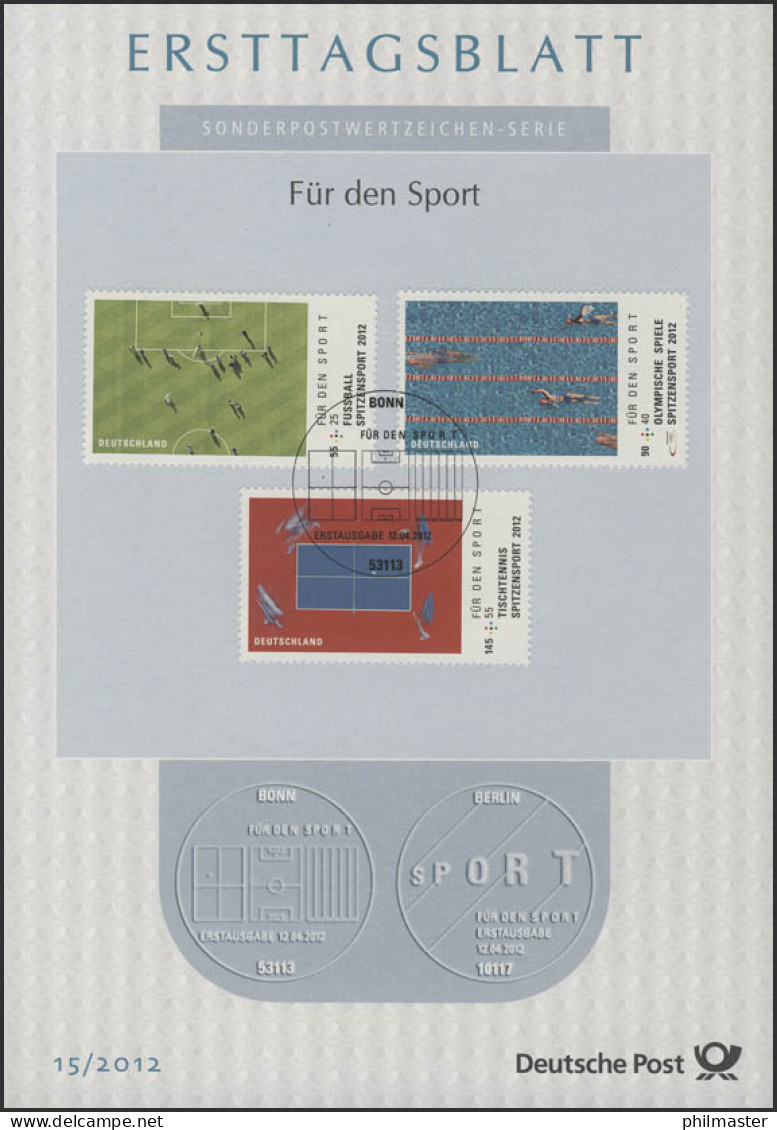 ETB 15/2012 Für Den Sport, Fussball, Schwimmen, Tischtennis, Olympische Spiele - 2011-…