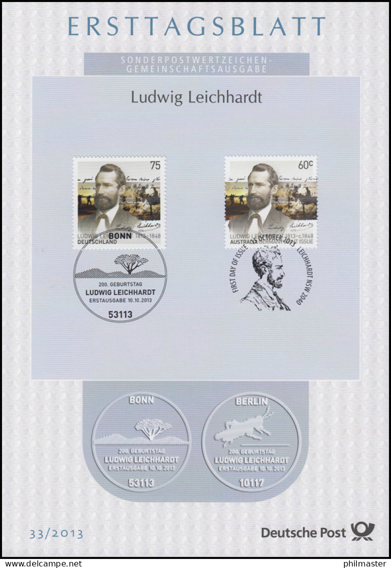 ETB 33/2013 Ludwig Leichhardt, Botaniker - Joint Issue Mit Australien - 2011-…