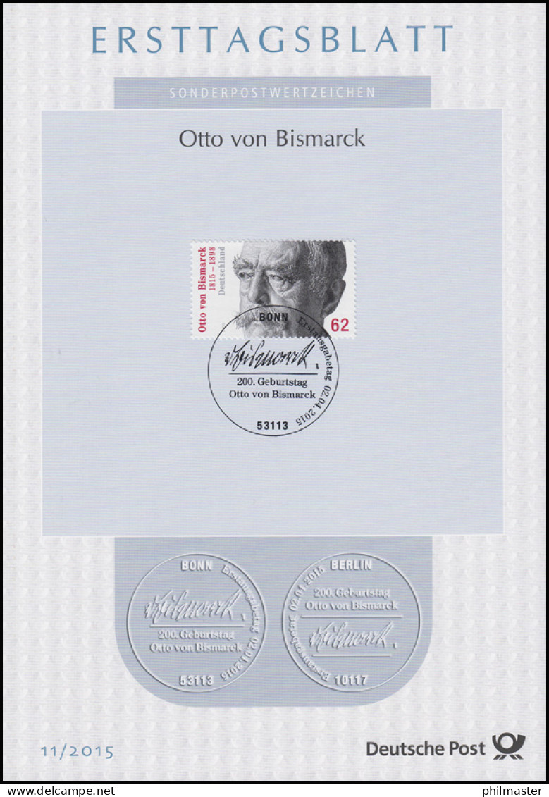 ETB 11/2015 Otto Von Bismarck, Reichskanzler - 2011-…