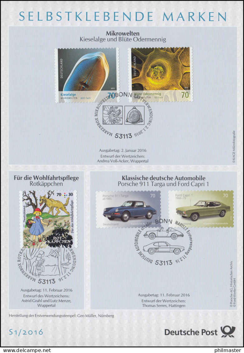 ETB S1/2016 SELBSTKLEBENDE, Tiere, Mikrowelten, Autos, Märchen Etc. - 2011-…