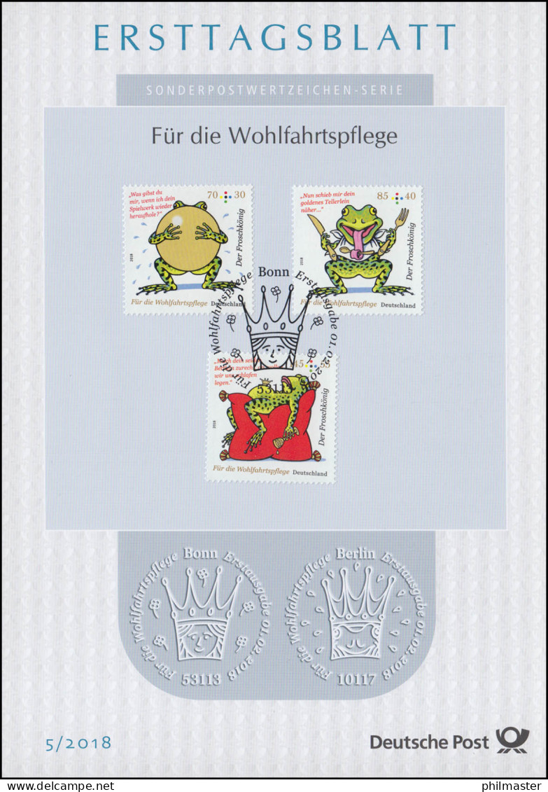 ETB 05/2018 Wohlfahrtsausgabe Froschkönig, Grimms Märchen - 2011-…