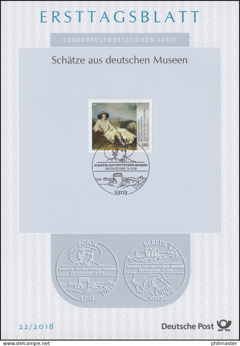 ETB 22/2018 Museumsschätze, Gemälde, J.H.W.Tischbein, Goethe In Der Campagna - 2011-…