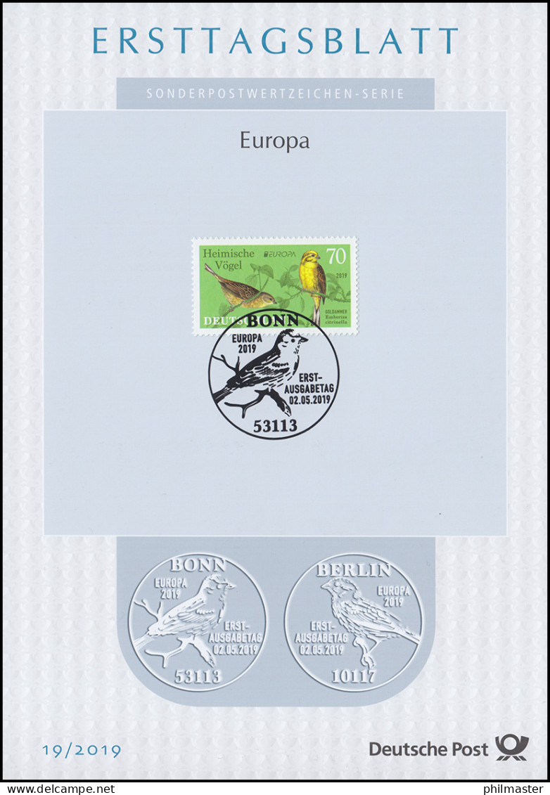 ETB 19/2019 EUROPA Heimische Vögel: Goldammer - 2011-…