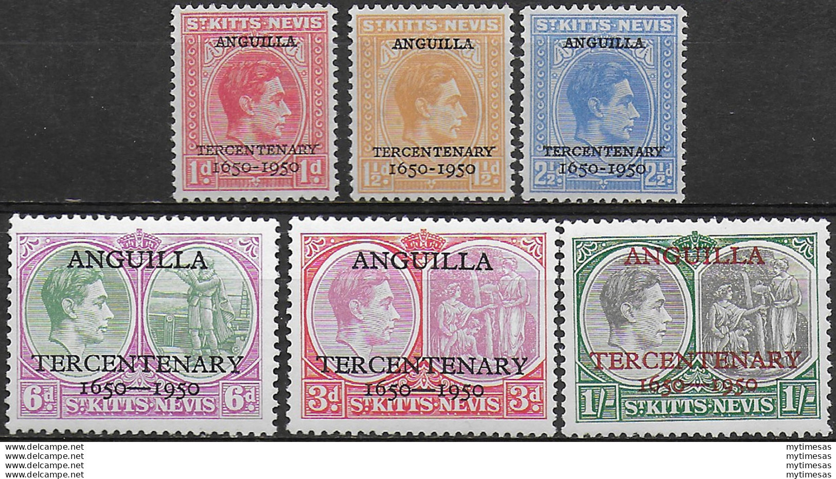 1950 St Kitts-Nevis ANGUILLA TERCENTENARY 6v. MNH SG N. 86/91 - Other & Unclassified