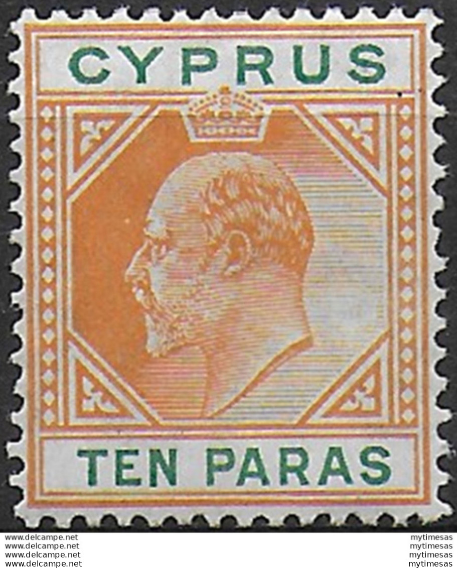 1904 Cipro Edward VII 10pa. Orange Yellow And Green MH SG N. 61b - Other & Unclassified