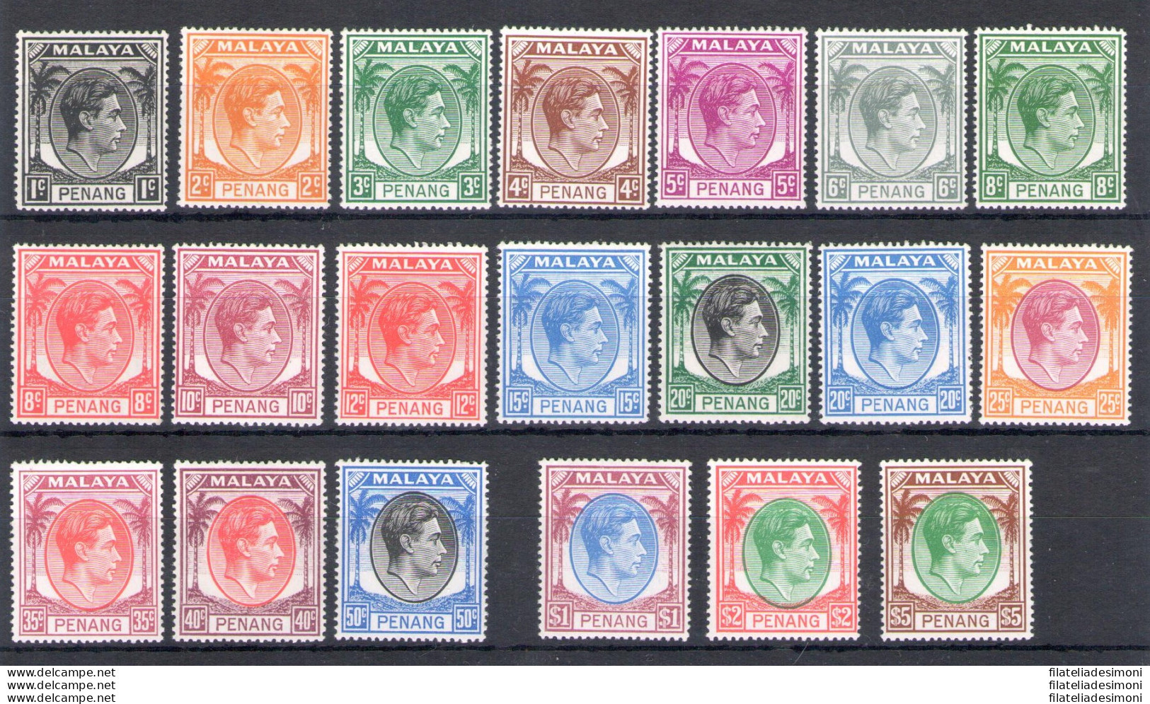 1949-52 Malaysian States - Penang - Giorgio VI - Stanley Gibbons N. 3-22 - Serie Di 20 Valori - MNH** - Other & Unclassified