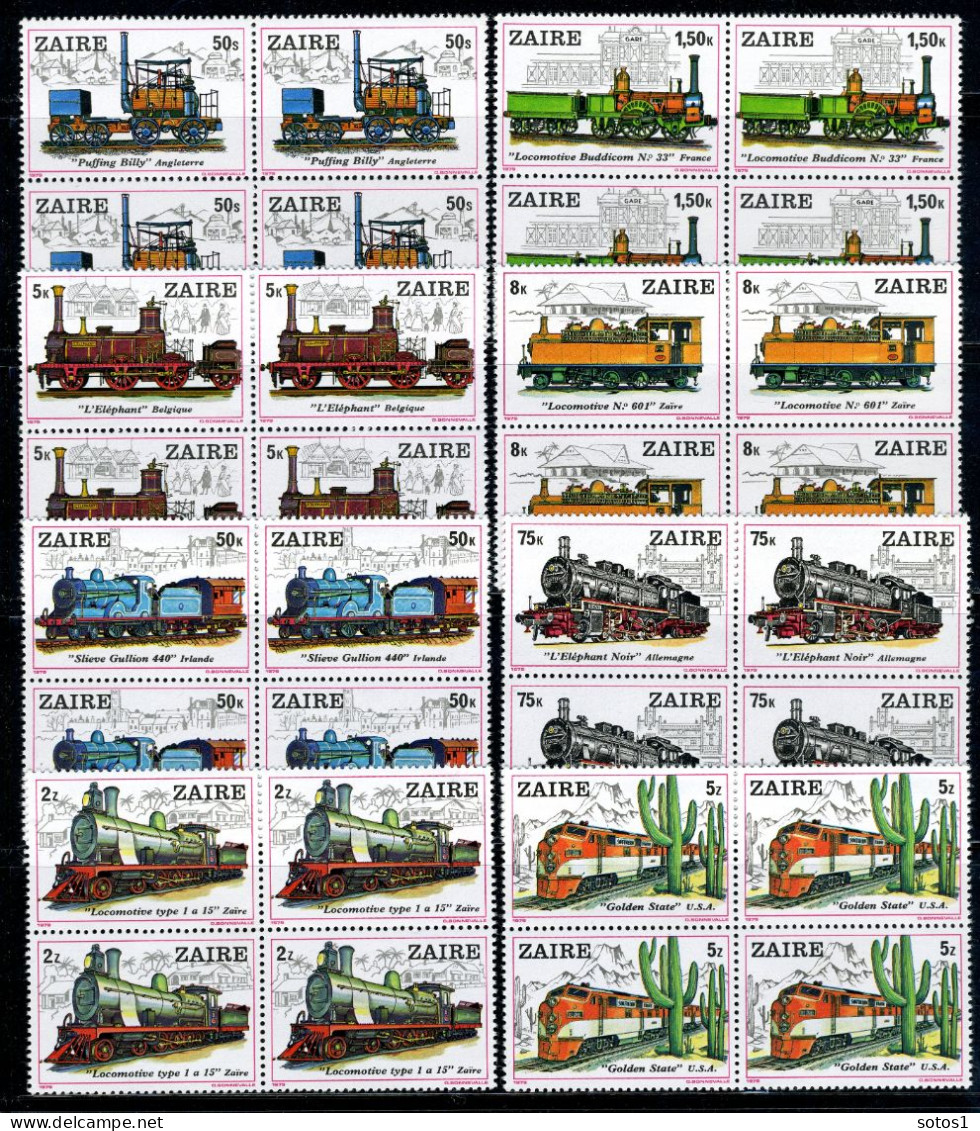 ZAIRE 992/999 MNH 4 Stuks 1980 - Locomotieven - Nuevos