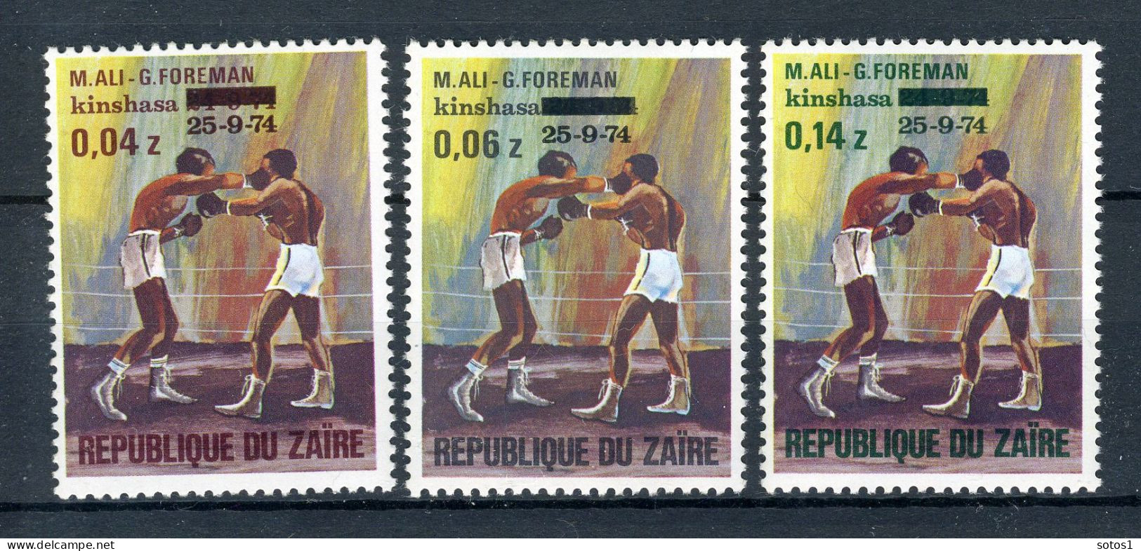 ZAIRE 849/851 MNH 1975 - Boksmatch II Waarde Verandering Gewijzigde Tekst - Unused Stamps