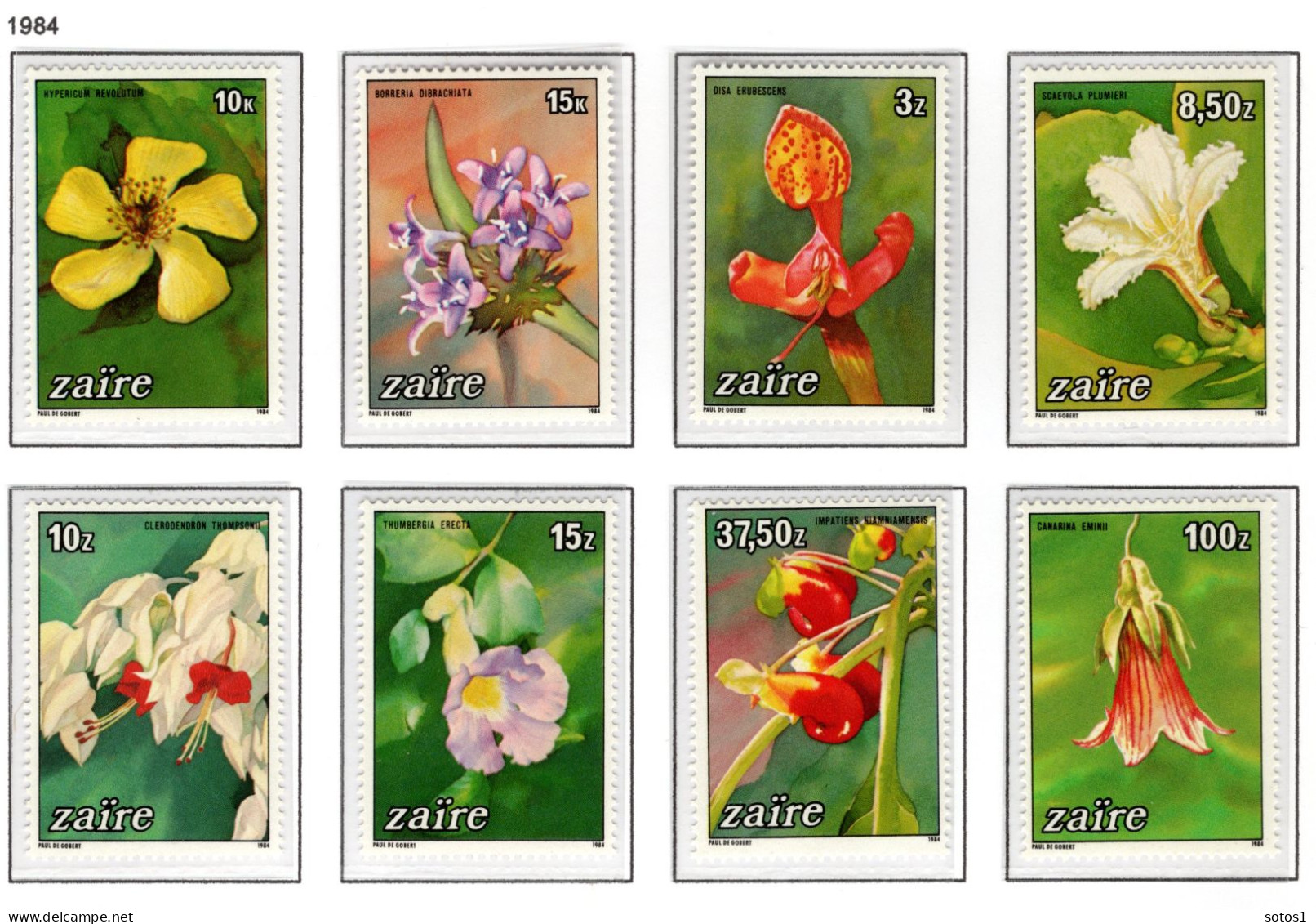 ZAIRE 1231/1238 MNH 1984 - Bloemen Uit Zaïre - Unused Stamps