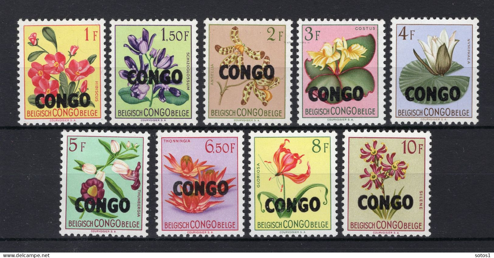 CONGO 388/396 MNH 1960 - Bloemenreeks Opdruk Congo - Other & Unclassified