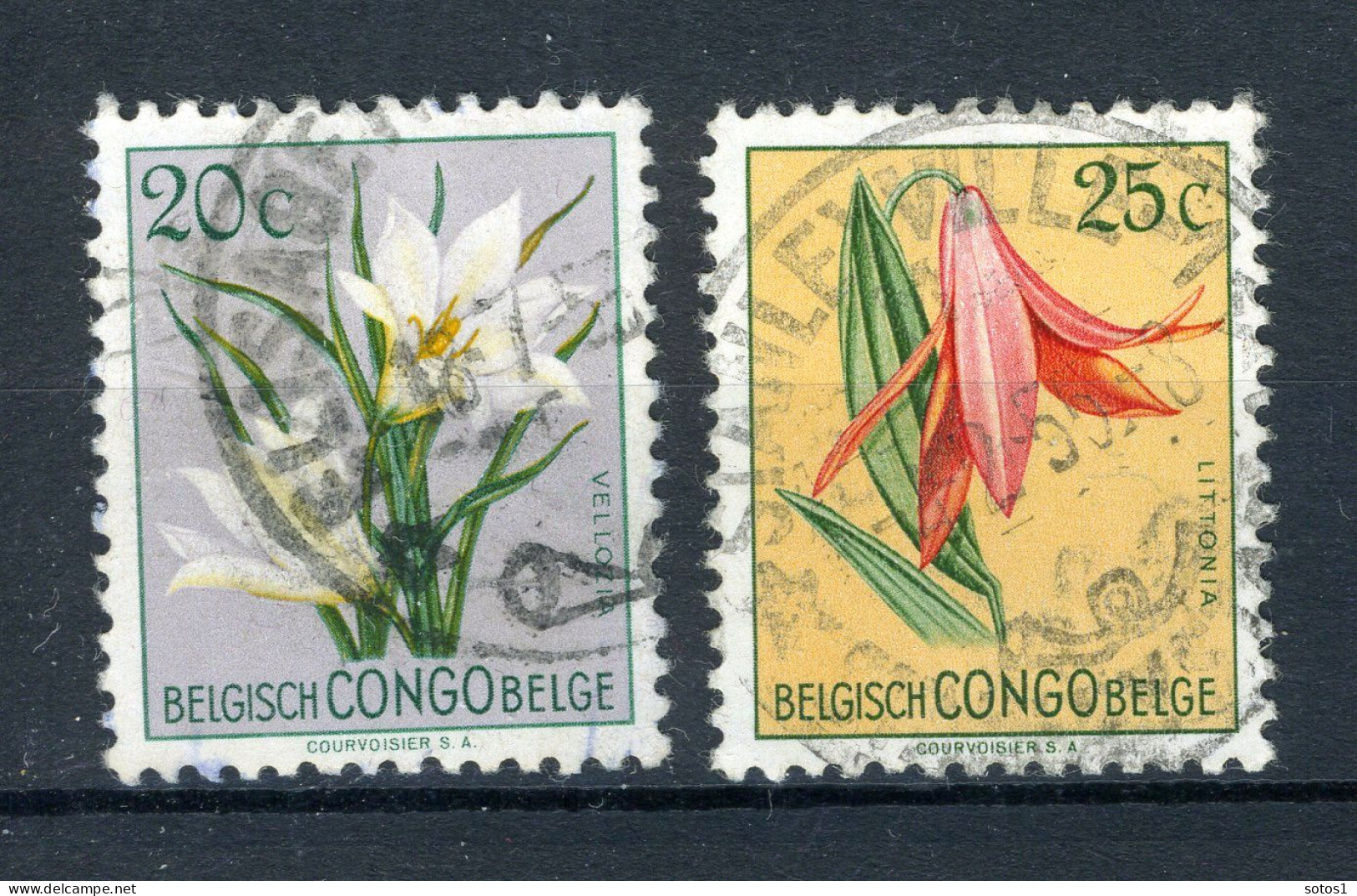BEL. CONGO 304/305 Gestempeld  1952 - Veelkleurige Bloemen - Gebraucht