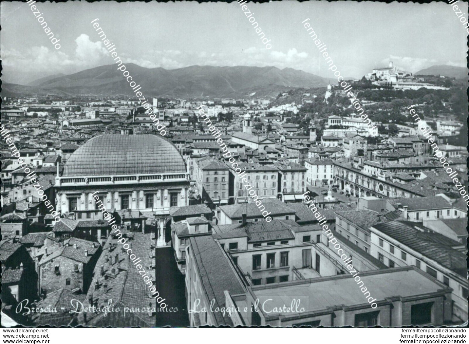 Bu161 Cartolina Brescia Citta' Dettaglio Panoramico La Loggia E Il Castello - Brescia