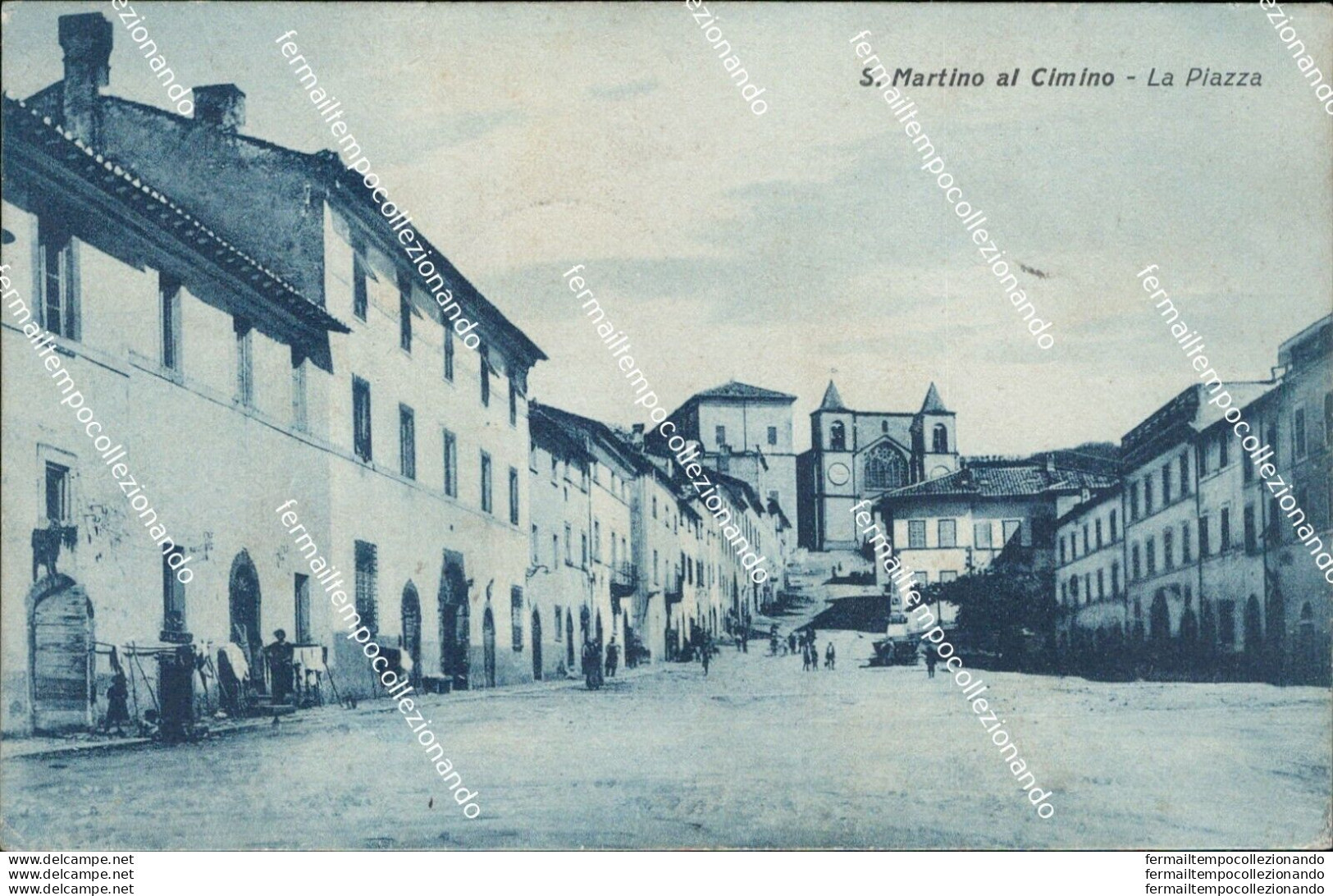 Bc158 Cartolina S.martino Al Cimino La Piazza 1928  Viterbo Lazio - Viterbo