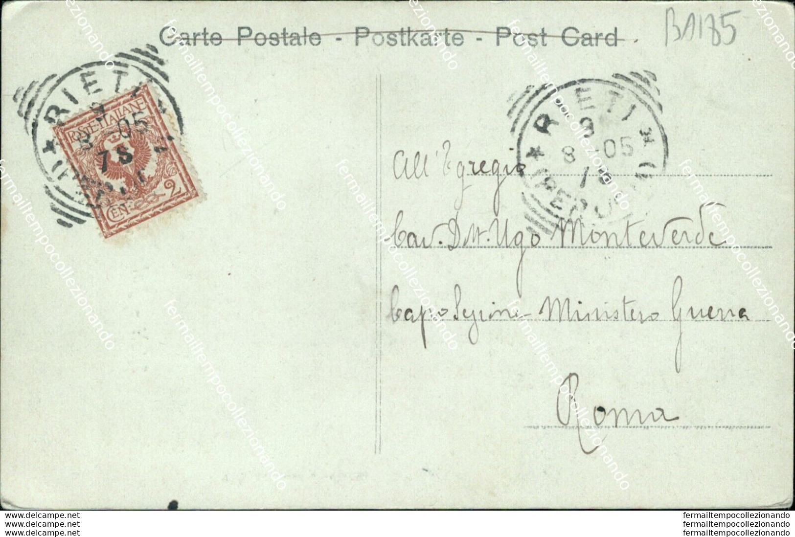 Ba185 Cartolina Rieti Citta' Palazzo Municipale 1905 - Rieti