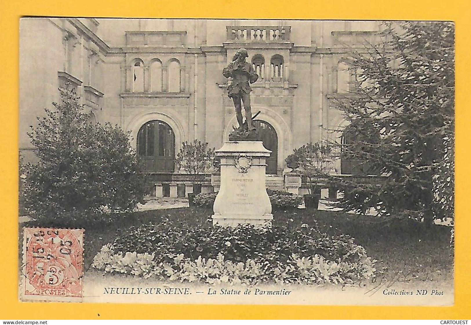 CPA NEUILLY Sur SEINE - Statue De Parmentier - 1905 ( Timbrée Type Blanc 3c Orange  ) - Neuilly Sur Seine