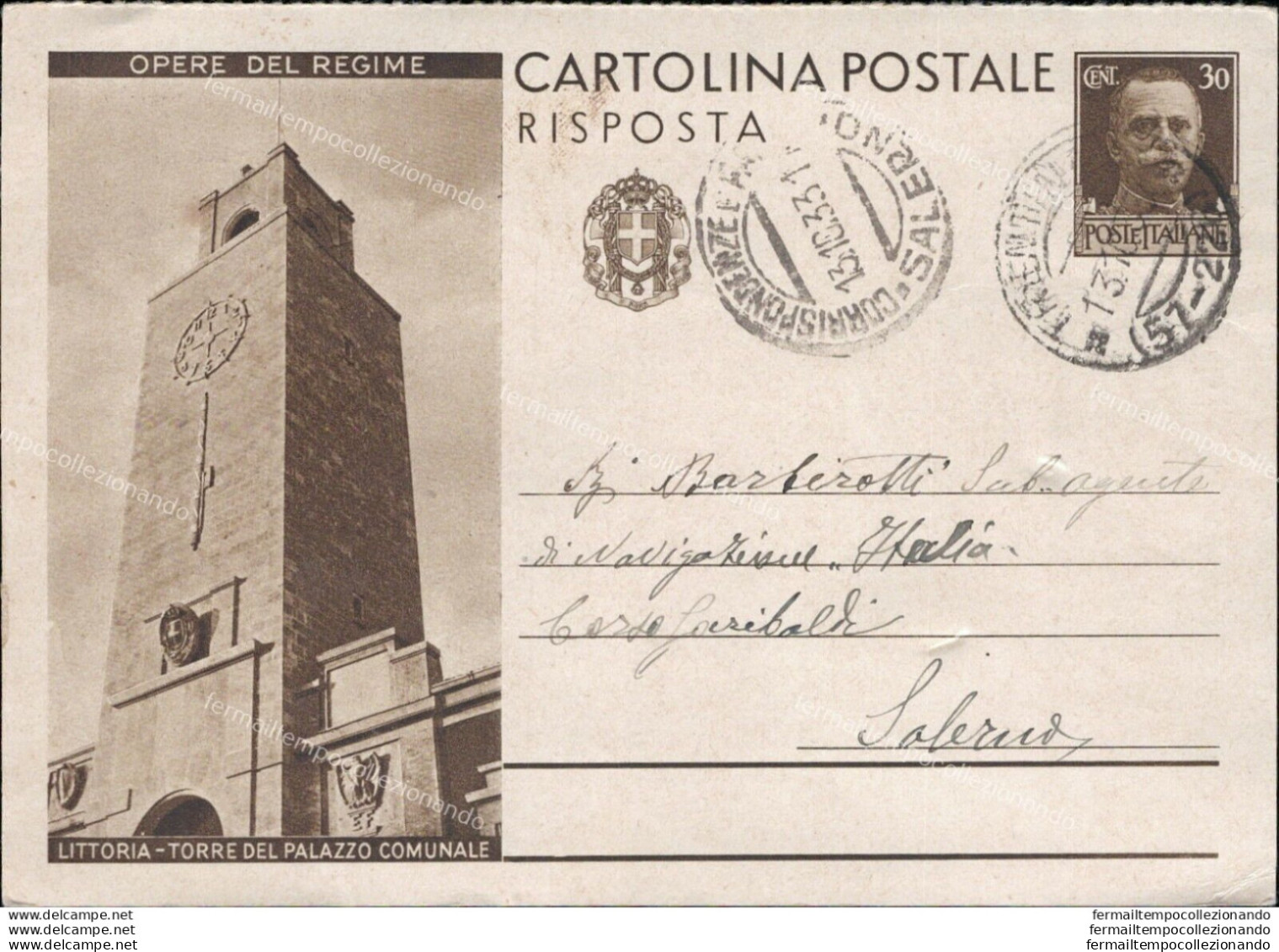 Ar372 Intero Postale Littoria 1933 Latina - Latina