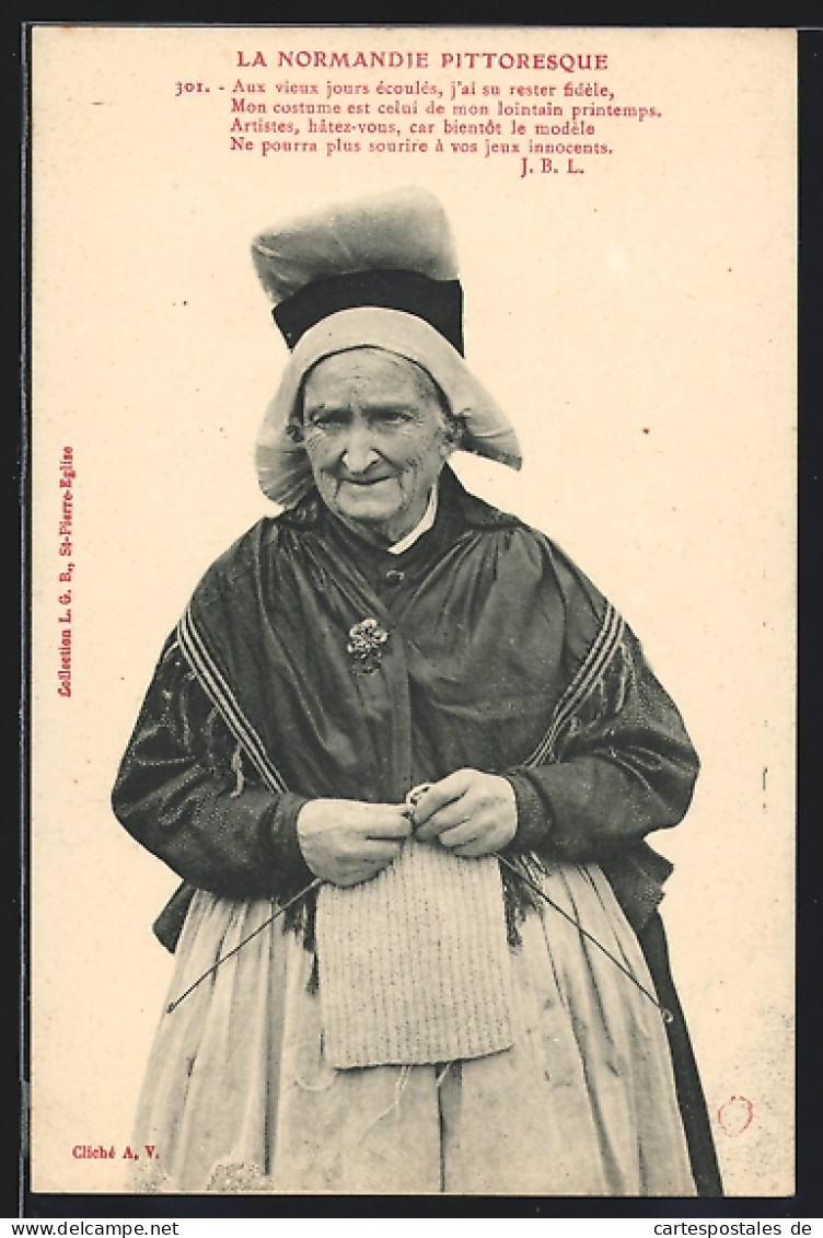 CPA Normandie, Ältere Frau Beim Stricken  - Non Classés