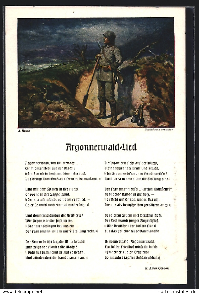 AK Argonnenwald-Lied, Schützengraben, 1. Weltkrieg  - War 1914-18