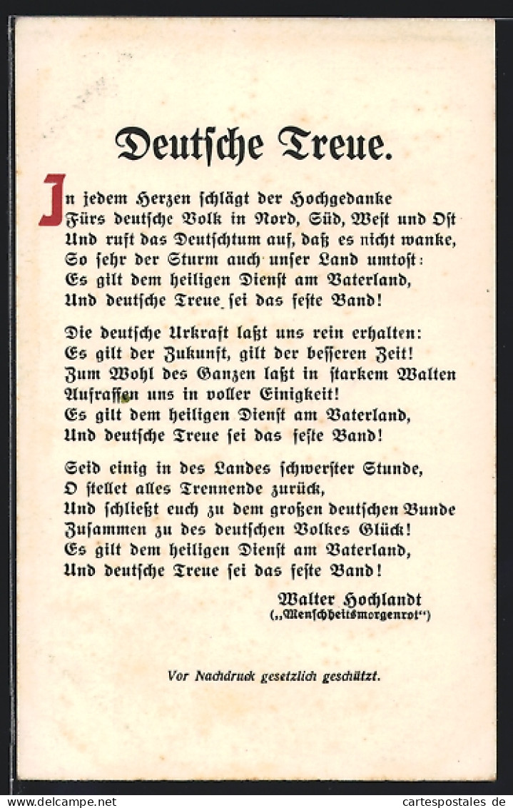 AK Deutsche Treue, Gedicht  - War 1914-18