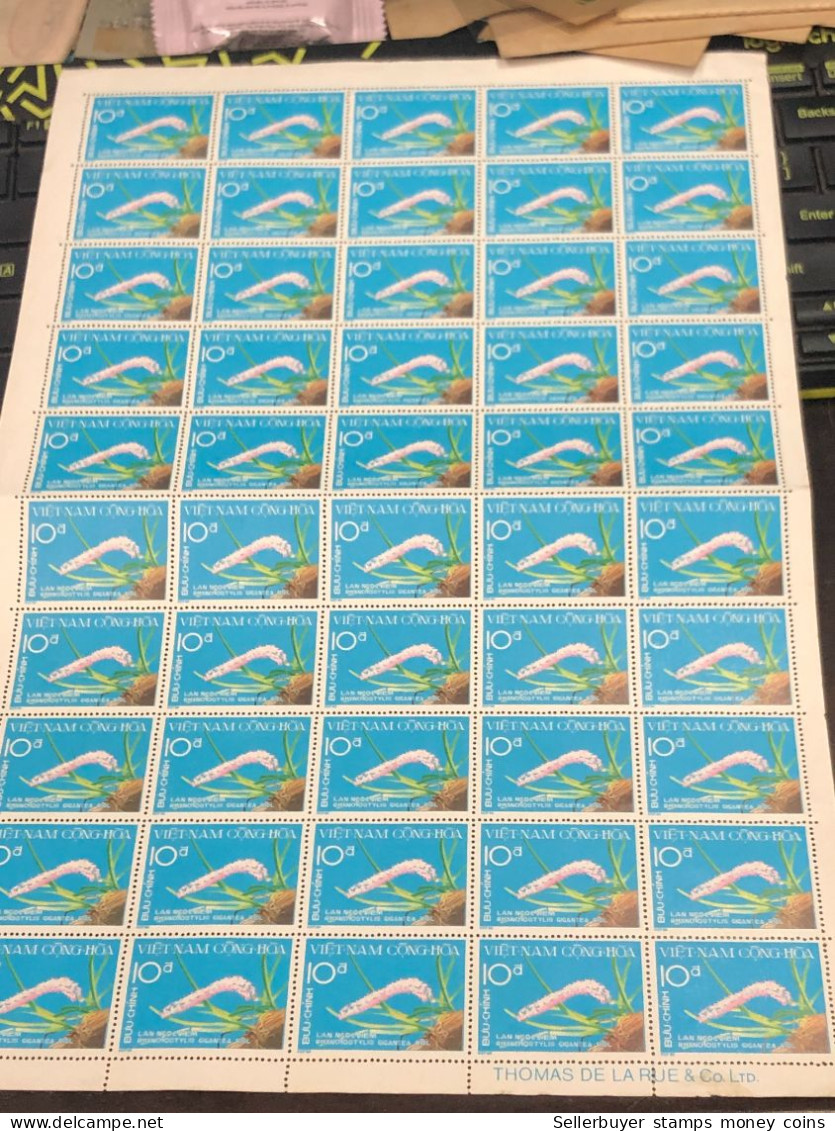 Vietnam South Sheet Stamps Before 1975(10$ Orchidees 1974) 1 Pcs 50 Stamps Quality Good - Vietnam