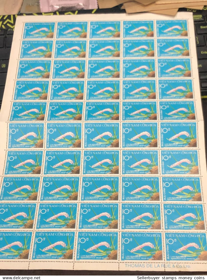 Vietnam South Sheet Stamps Before 1975(10$ Orchidees 1974) 1 Pcs 50 Stamps Quality Good - Vietnam