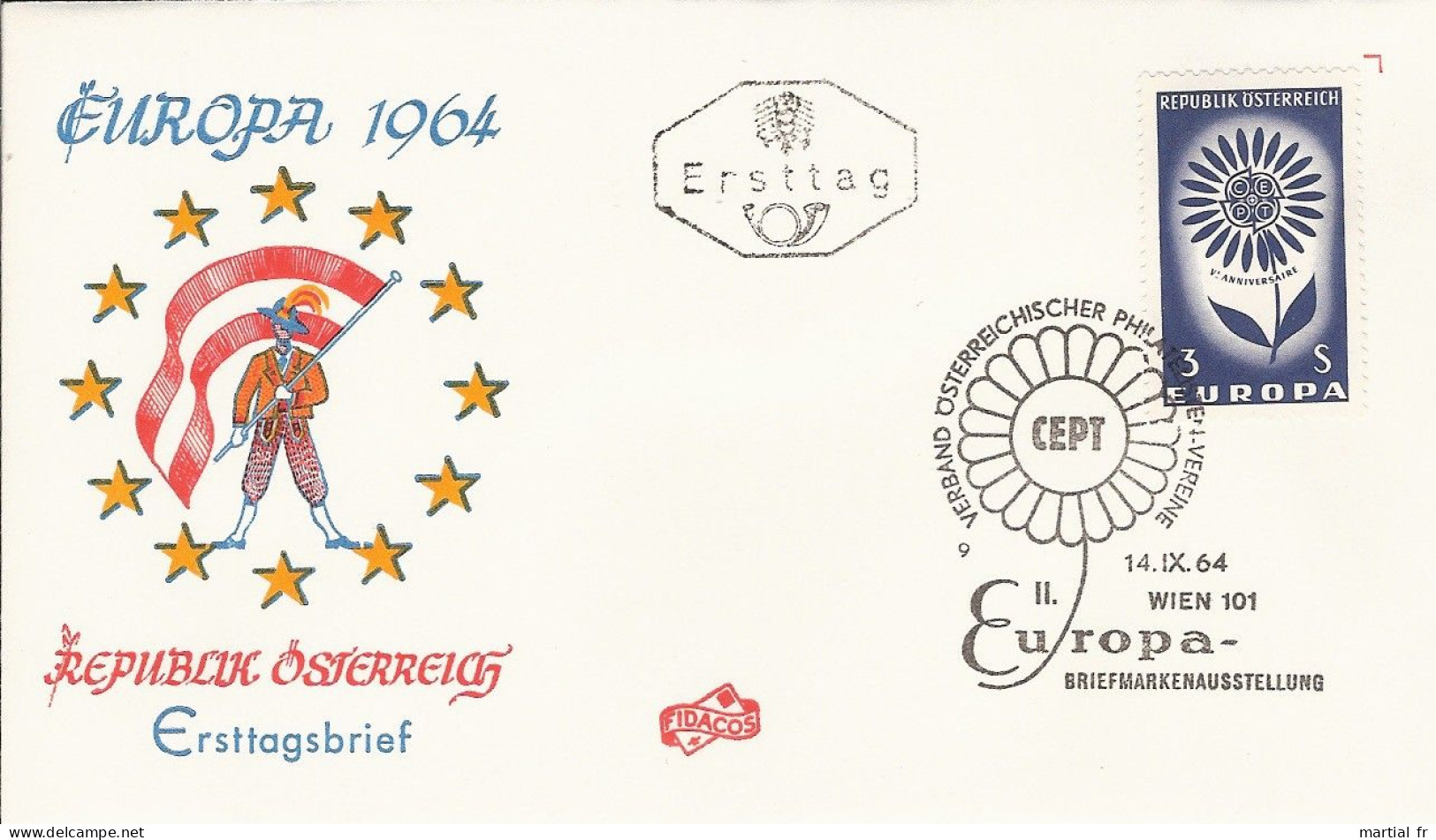 AUTRICHE OSTERREICH EUROPA CEPT 1964 FDC ERSTTAG 1 ER JOUR WIEN VIENNE - 1964
