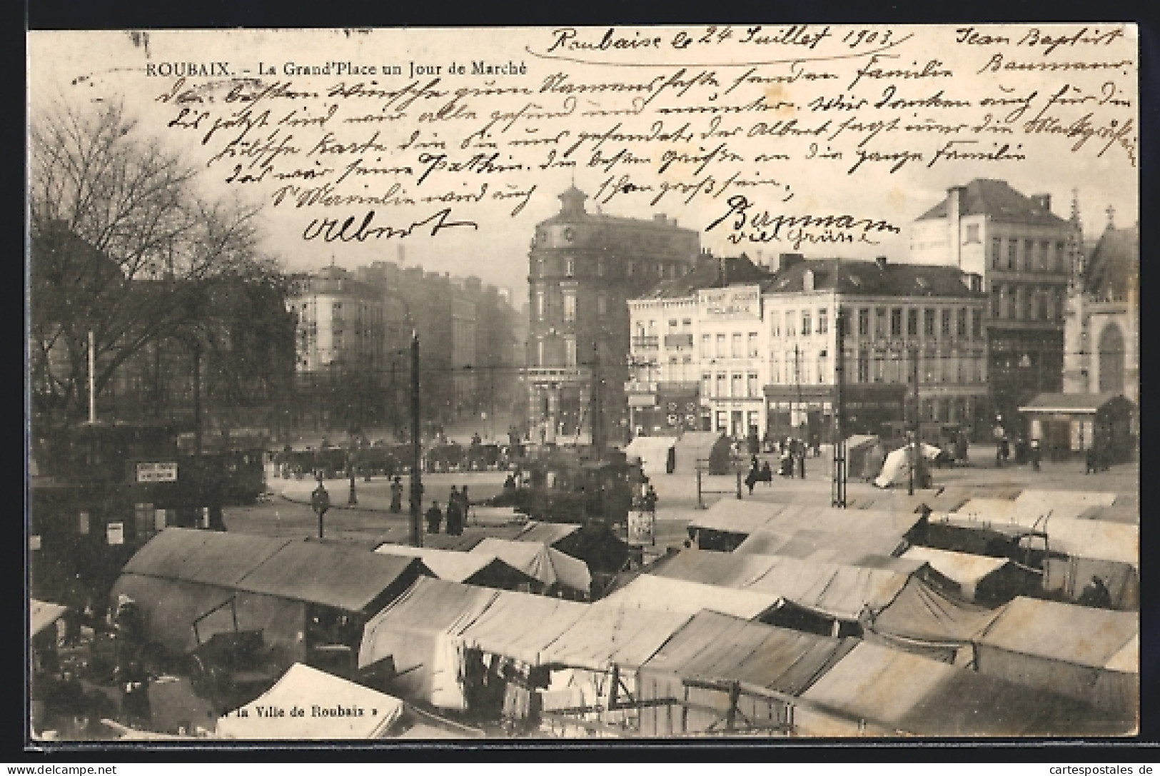 CPA Roubaix, La Grand` Place Un Jour De Marché  - Roubaix