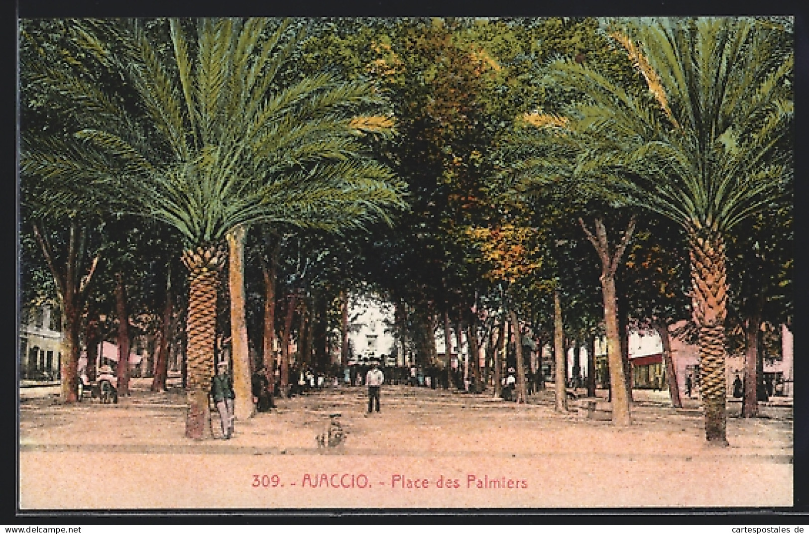 CPA Ajaccio, Personnes Sur La Place Des Palmiers  - Ajaccio