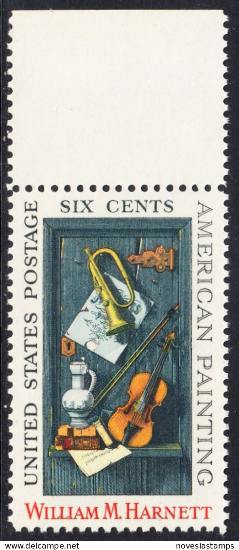 !a! USA Sc# 1386 MNH SINGLE W/ Top Margin - William M. Harnett - Unused Stamps
