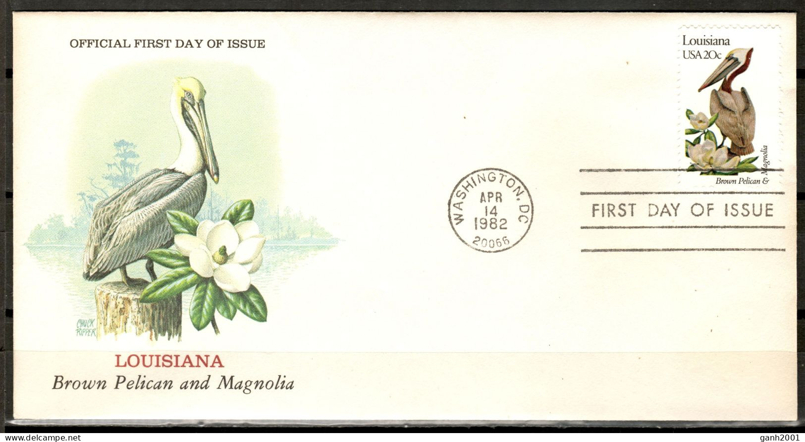 USA 1982 Estados Unidos / Official First Day Of Issue Birds Flowers Louisiana FDC Aves Flores Blumen Vögel / Lc25  75-26 - Other & Unclassified