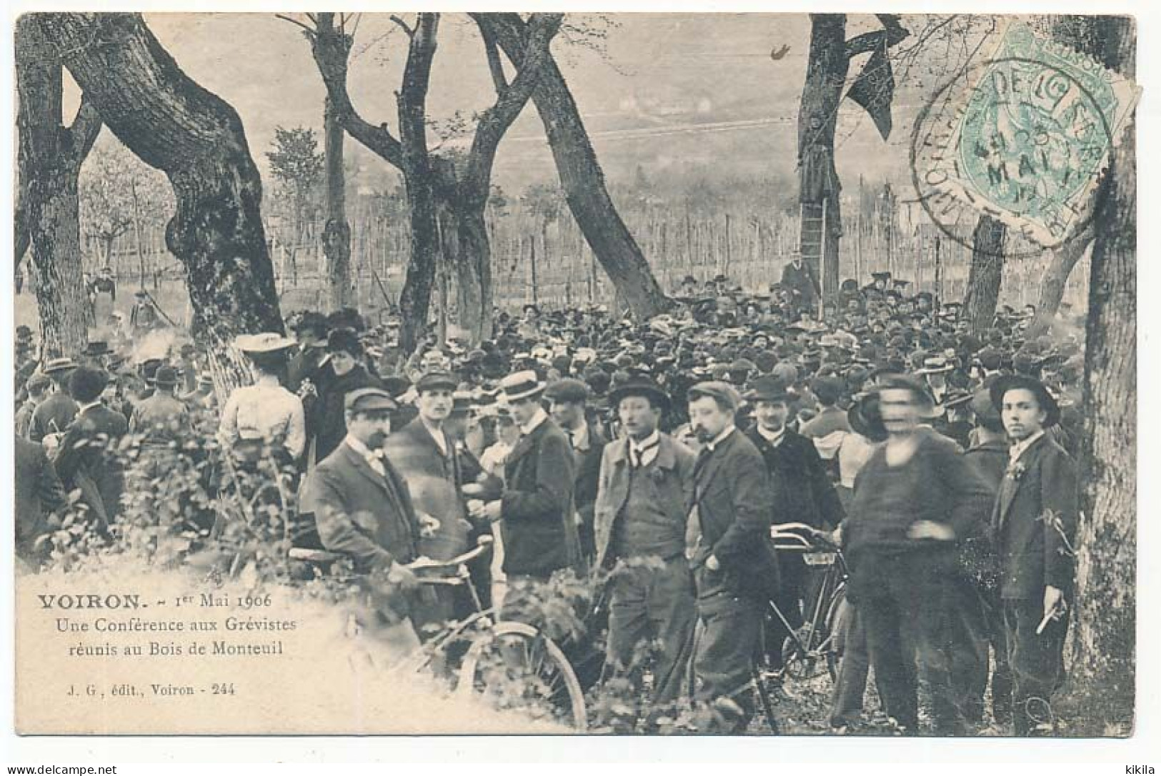 CPA 9 X 14 Isère VOIRON 1er Mai 1906 Une Conférence Aux Grévistes Réunis Au Bois De Monteuil  Grèves - Voiron