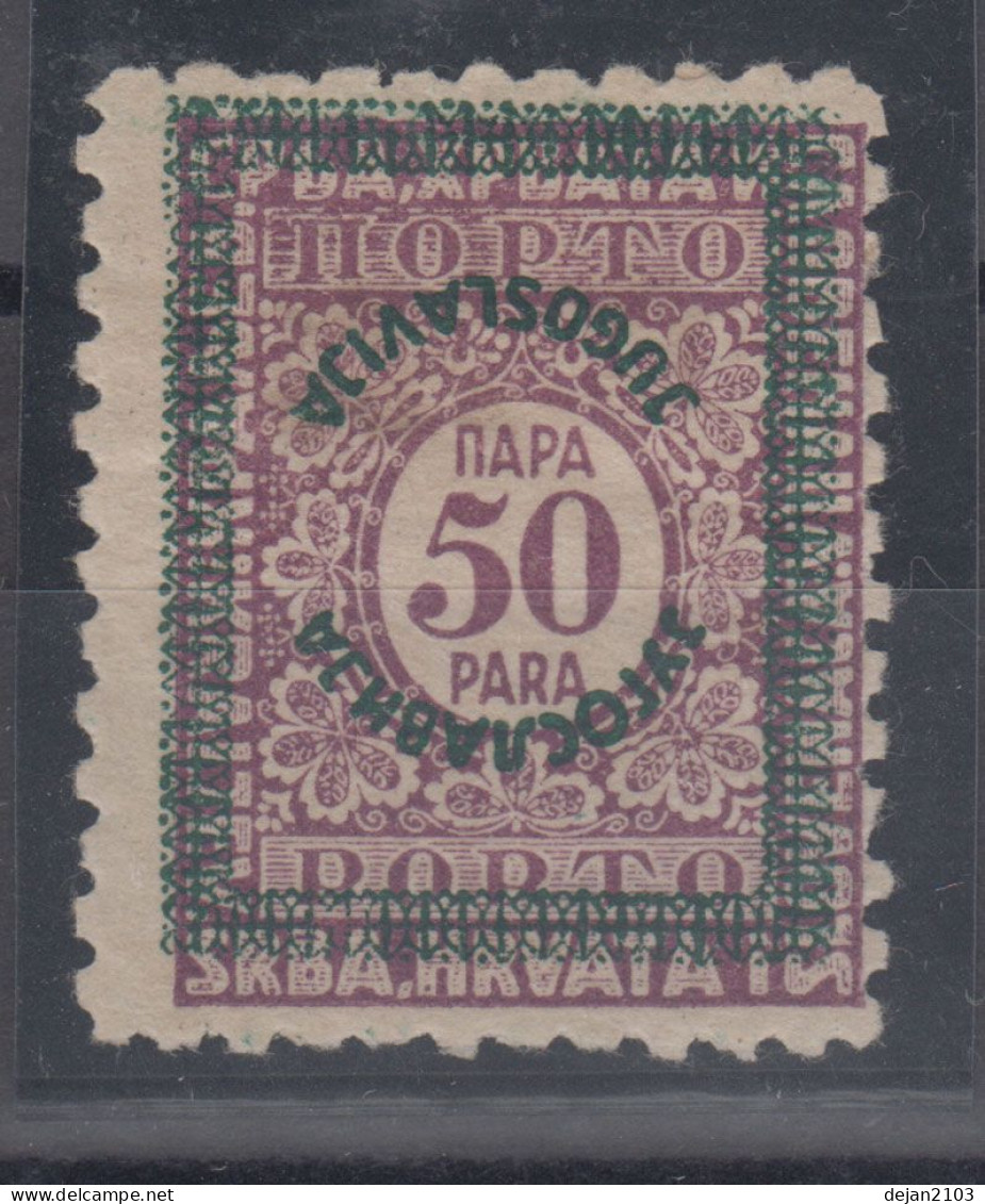 Yugoslavia Kingdom Porto 50 Para INVERTED GREEN Overprint MH * - Unused Stamps