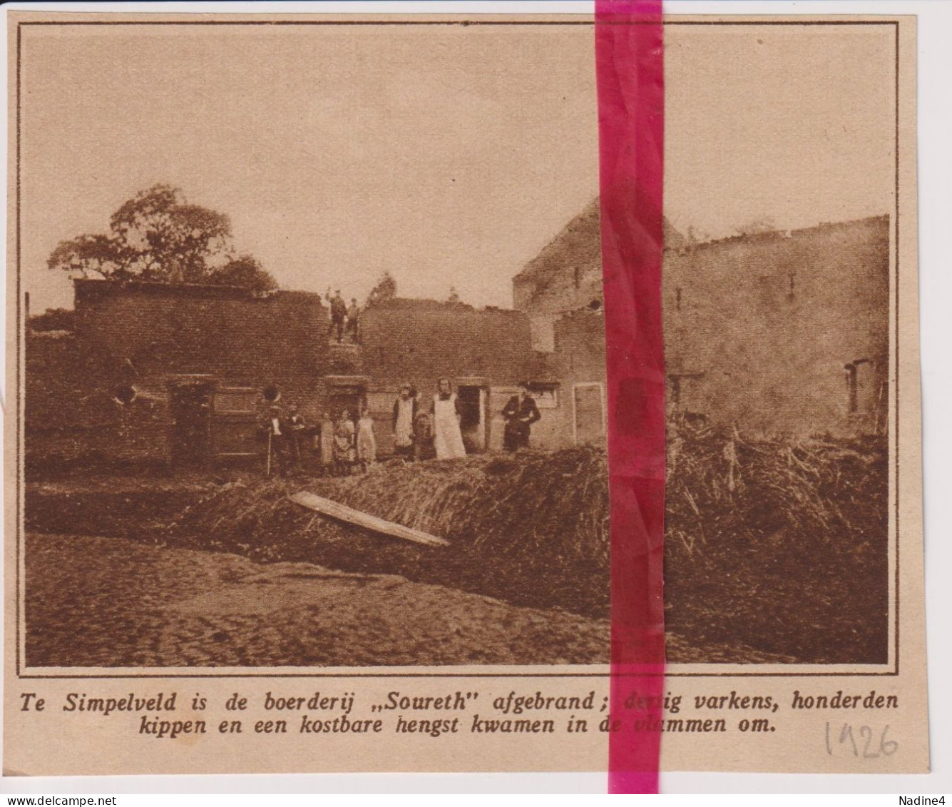 Simpelveld - Brand In Boerderij Soureth - Orig. Knipsel Coupure Tijdschrift Magazine - 1926 - Ohne Zuordnung