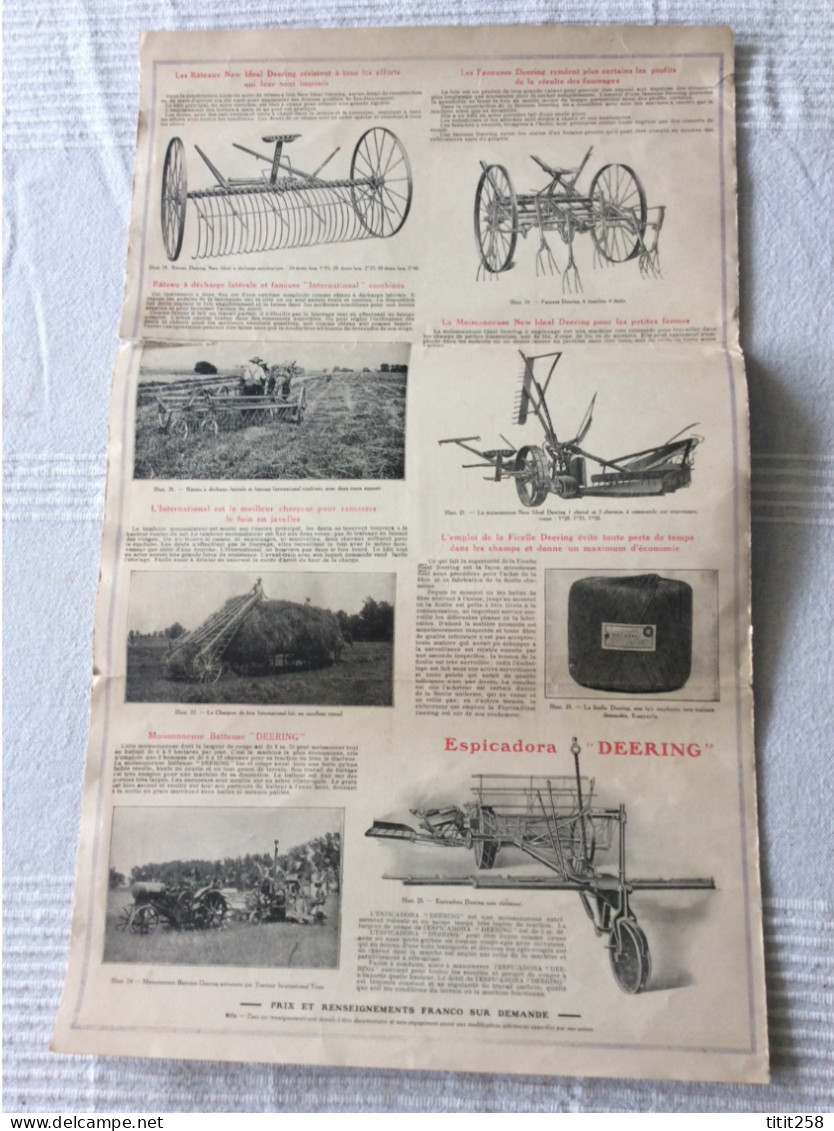 Brochure Dépliant Affiche Machines Agricoles DEERING Faucheuse Moissonneuse Batteuse Tracteurs - Reclame