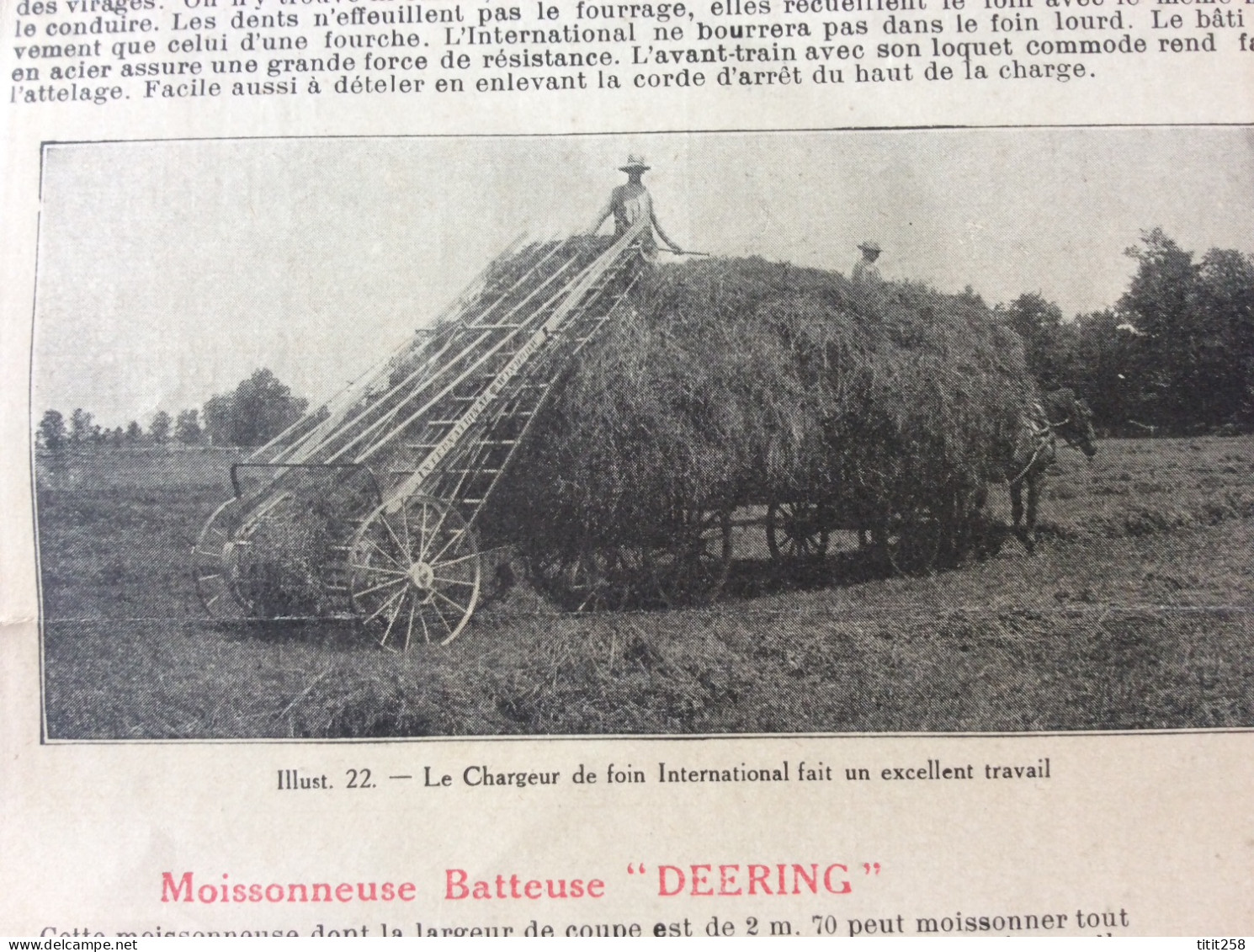 Brochure Dépliant Affiche Machines Agricoles DEERING Faucheuse Moissonneuse Batteuse Tracteurs