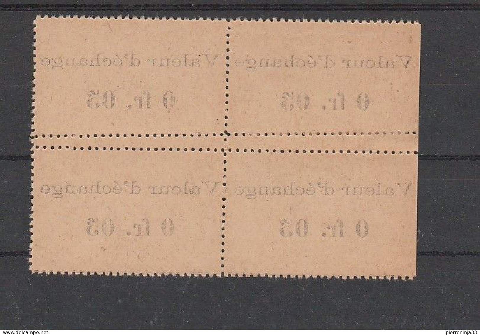 Rare Bloc De 4 Timbres-Monnaie Précurseurs /Côte D'Ivoire N°44 Surchargés "Valeur D'Echange..." + Variété De Dentelure - Unused Stamps