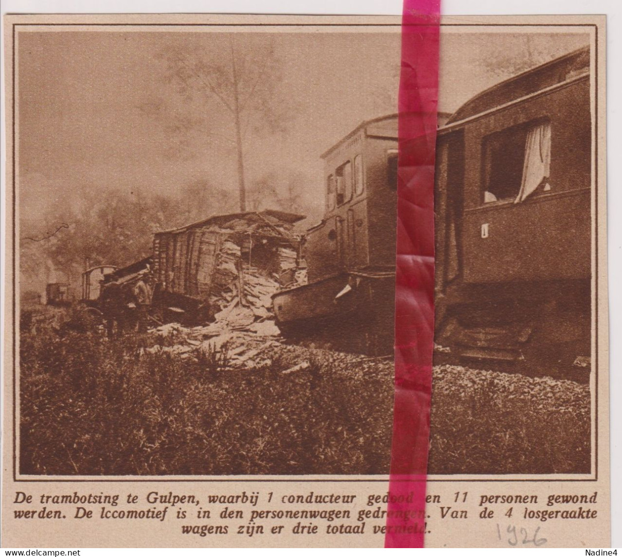 Gulpen - Trambotsing , Ongeval  - Orig. Knipsel Coupure Tijdschrift Magazine - 1926 - Unclassified