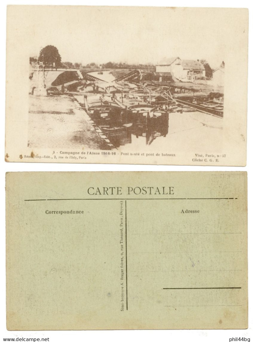 CPA Campagne De L'Aisne 1914-16 - "Pont Sauté Et Pont De Bateaux" - AE - Storia